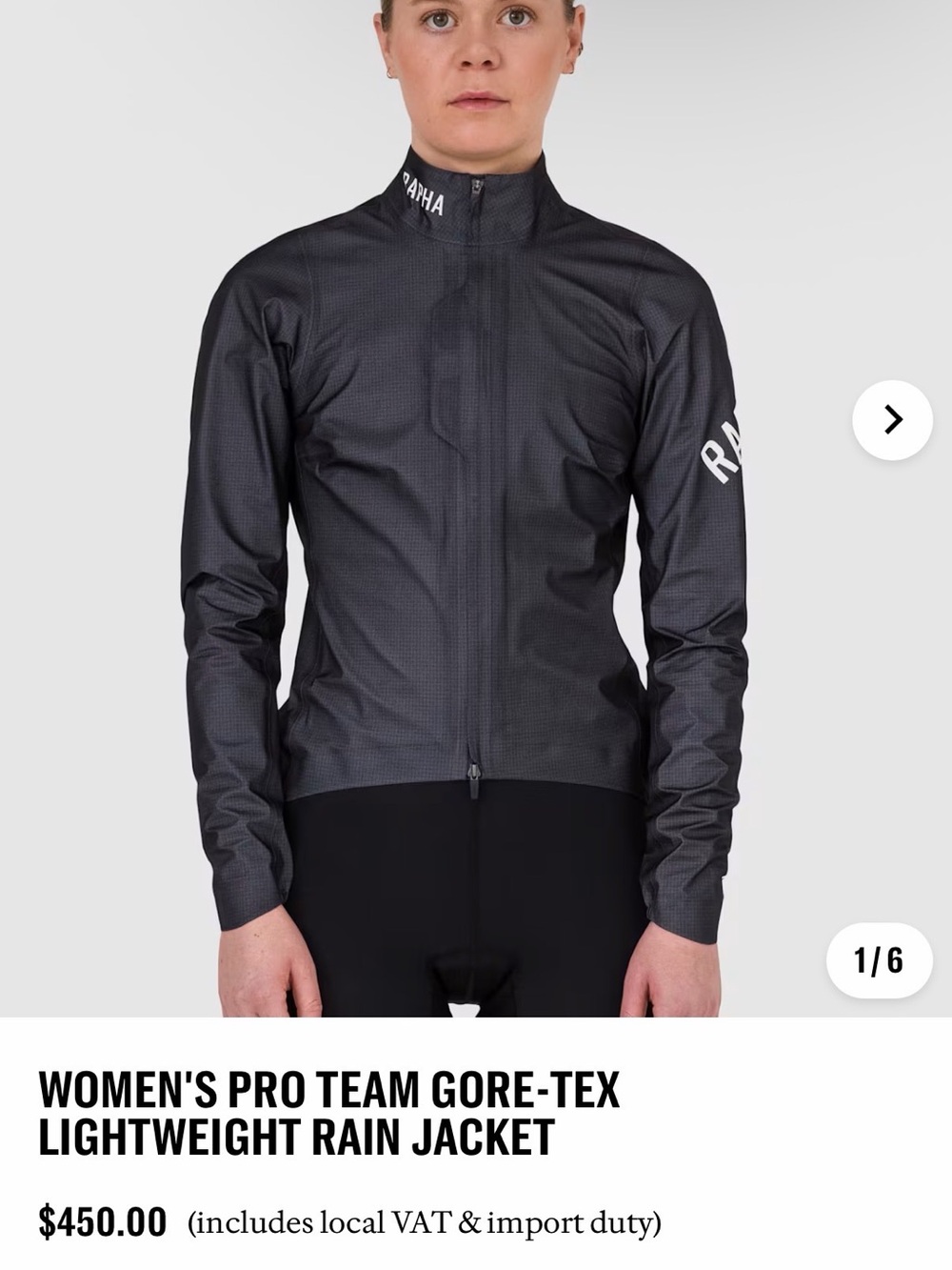 Rapha Women's Pro Team Gore-Tex Lightweight Rain Jacket Size M